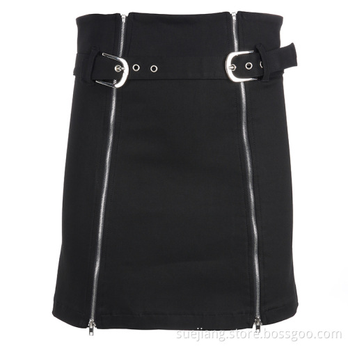 High Waist Women Sexy Zipper Split A-Line Skirt